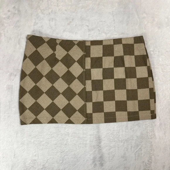 NWT Fashion Nova 3 Pc Checkered Plaid Skirt Set Size L Crop Top Jacket Skater - Picture 11 of 16